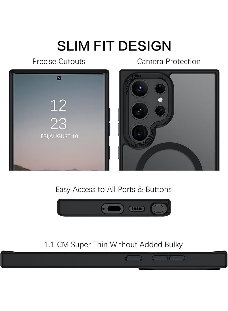 Rivin S24 Ultra Case Magsafe Strong Magnet S24 Ultra Case Military-Grade Protection Scratch-Resistant S24 Ultra Cover Matte Anti-Slip Compatible with Magsafe Accessory- Black - Image 5